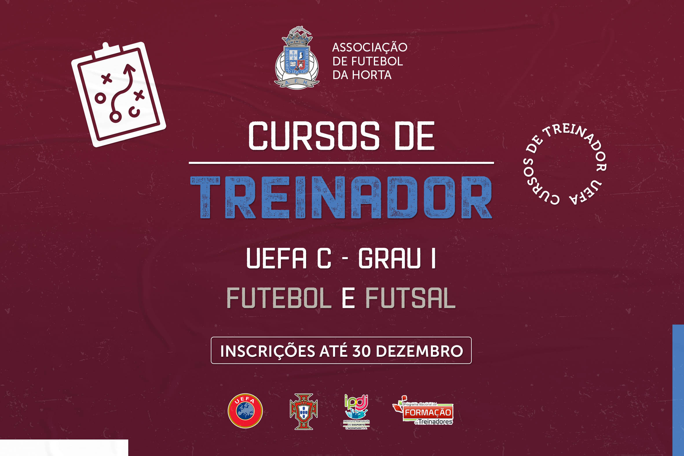 Cursos de Treinadores de Futebol e de Futsal UEFA C - Grau I com inscrições abertas